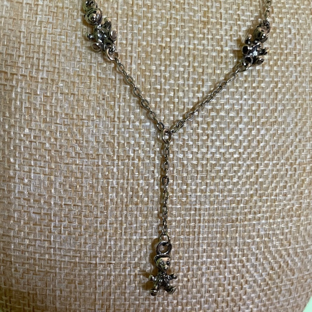 Silver Teddy Bear Charm Necklace